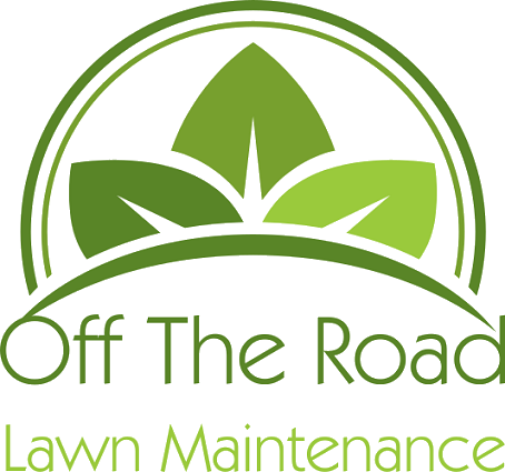 Logo with green leaves above the text "Off The Road Lawn Maintenance," showcasing top-tier landscaping services in Oregon.